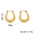 18K gold plated U-shaped thick hoop earrings for women, 22.5mm high and 18mm wide - EH-001 / Gold