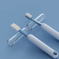 Dual-head pet toothbrush set in light blue with transparent storage cases for dogs and cats - Multifunctional Pet Toothbrush / Blue