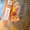 Capybara keychain with yellow duck and pink silicone wristband for bags or car keys - Capybara - Duck Style