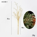 Golden Christmas tree branch decoration with crystal accents, 35cm festive spray ornament - Gemstone Style