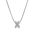 Silver-toned round snake chain necklace with sparkling micro-pave letter X pendant - Silver X / Silver