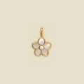 Golden flower pendant necklace featuring mother-of-pearl petals and a sparkling center gem - Flower Pendant