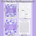 Purple floral A5 binder set for 100-day money saving challenge with labeled envelopes - A5 Purple Floral (25 Sheets + Tracker)