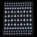 Kids face jewels sheet with white teardrop pearls and clear AB rhinestones on black - MX-01