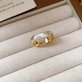 Minimalist gold adjustable ring with white enamel floral pattern and zircon inlay - Gold-White (Real Gold Plated)
