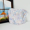 Floral canvas shoulder bag with purple and pink flower patterns on a white background - Blue Purple Morning Glory