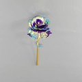 Rainbow foil artificial rose with golden stem and leaves for Mother's Day gifts - Purple