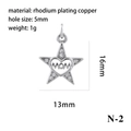 Star-shaped MOM heart charm in rhodium-plated copper with clear embedded stones - Type N-2 (Mom Star) / Silver
