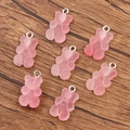 Pendentif ours rose en résine dépolie avec anneau métallique pour création de bijoux DIY - Ours Dégradé No.2