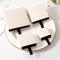 Beige drawer jewelry boxes in four sizes with black lining and ribbon handles - Beige + Black Inner Box