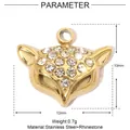 Detailed size specifications for the stainless steel shell cross charm with dimensions - YE326-Gold Zirconia Fox