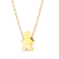 Polished gold stainless steel necklace featuring a minimalist boy silhouette pendant - Gold Boy (KN117472-Z)