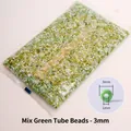Green 3mm glass seed and bugle beads set for DIY jewelry making in bulk bag - Green Mixed 3mm with Bugle Beads