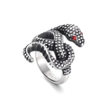 Anillo de serpiente retro de acero inoxidable 316L con escamas y ojos de cristal rojo - US 7 / Color Acero