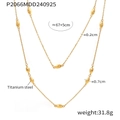 Double-layered gold titanium steel necklace featuring polished oval metal beads - Gold
