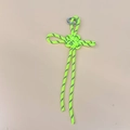 Handmade neon green woven Chinese knot charm with black-and-white patterns and silver ring - Fluorescent Green