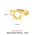 Minimalist gold-plated S925 silver ring mount with 7x9mm stone setting for amber - Stone Size 7*9mm / Gold
