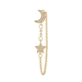 18K gold plated moon and star long chain earrings with sparkling cubic zirconia stones - Gold (EGD0279金色)