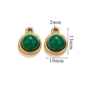 Ciondolo tondo 13mm in acciaio inossidabile dorato con pietra naturale verde per fai-da-te - Piccolo (13mm x 10mm) / Agata verde