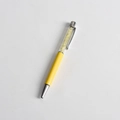 Elegant rotating yellow crystal ballpoint pen with silver metal finish and gem filling - Yellow - Citrine
