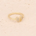 Detail of a broken heart gold ring with sparkling cubic zirconia on a textured surface - Adjustable Open / Asymmetric Heart Style (6#)