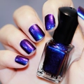 Deep blue to purple chameleon glitter nail lacquer in 6ml glass bottle with matte cap - N62/Blue Violet Aurora