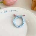 Sky blue ruffled elastic hair band with purple plastic tips for girls' pigtails - Light Blue