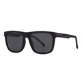 Classic matte black TR sunglasses with dark grey lenses and tricolor striped temple detail - Black Frame Black Red Temple