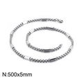 Collana a catena in acciaio inossidabile argento 500mm x 5mm con design a maglie alternate - Stile Argento 5mm (KN107408-Z)
