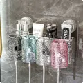Wall-mounted metal toothbrush rack with four colorful hammer-pattern cups - 4 Cups (Clear & Pink & Grey & Blue) + Bowknot