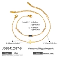 Detail of 18K gold stainless steel bracelets with blue gemstone and cross pendant specs - Dark Blue Rectangular Zircon Style (JDB2410027-9)