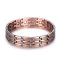 Bracciale magnetico bicolore in rame e argento con elegante motivo a spiga di grano - Bronzo