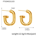 Vista dettagliata degli orecchini ovali a U placcati in oro 18k, 2,6cm per 1,9cm - Oro (F763)