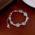 Light blue irregular raw stone bracelet with a silver dolphin charm and adjustable chain - Blue Irregular Bracelet(56#)