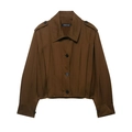 Dark brown utility cropped jacket with shoulder epaulettes and pleated cargo details - XS / Coffee