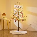 1.8m LED Christmas tree with 350 warm lights, gold red baubles, and white tree skirt - 1.8m Encryption Gold Red Christmas Ball Set