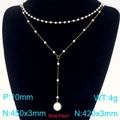 Set collana di perle a Y a doppio strato con perle di conchiglia da 10mm oro - Oro (KN289075-Z)