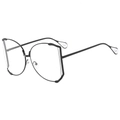 Fashion square oversized butterfly frame sunglasses with elegant pearl temple details - Black Frame Clear Lens