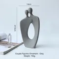 Modern abstract grey ceramic couple sculpture ornament with matte finish, 27.5cm height - Couple Large Dark Grey