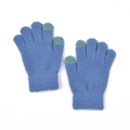 Warm knitted winter gloves for children in blue and green with touch screen fingertips - Kids Touchscreen Gloves / Blue