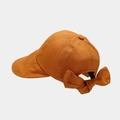 Close-up of terracotta orange sun hat featuring a large decorative bow and hair opening - One Size / Caramel color