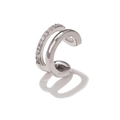 Double band silver ear cuff with white zircon stones for non-pierced ears - EGJ0146 Silver