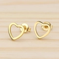 Minimalist heart-shaped stud earrings in golden finish with a polished mirror surface - Solid Heart / Gold