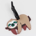 Cute brown sloth luggage tag made of soft PVC with adjustable black strap for travel - 1-Sloth