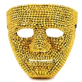 Funkelnde goldene Strass-Maskerade-Vollmaske für Halloween-Partys und Bühnenauftritte - Gold (01 Gold)