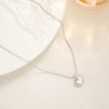 Silver heart necklace with white mother of pearl inlay and polished stainless steel chain - XL8078Y Mother of Pearl Heart Necklace Steel Color