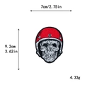Skull with red helmet embroidered patch for DIY clothes, size 7x9.2cm, 4.33g - 10642-Helmet Skull