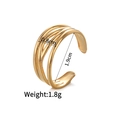 Minimalist 18k gold plated stainless steel irregular geometric ring, 0.8cm width - Style M (Three-row Hollow)