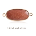 Gold sand stone connector with oval faceted crystal and double gold-plated rings - Gold Sandstone Gold