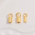 Three gold S925 sterling silver cord end caps in various sizes for jewelry making - Large 3.5mm / Gold